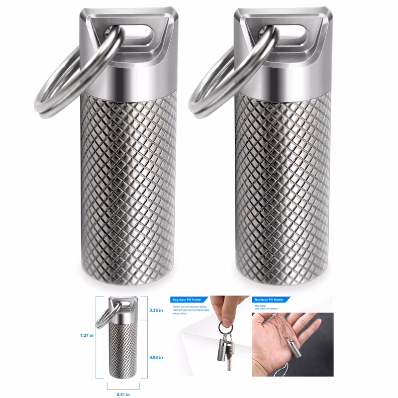 Portable Titanium Waterproof Keychain Pill Holder