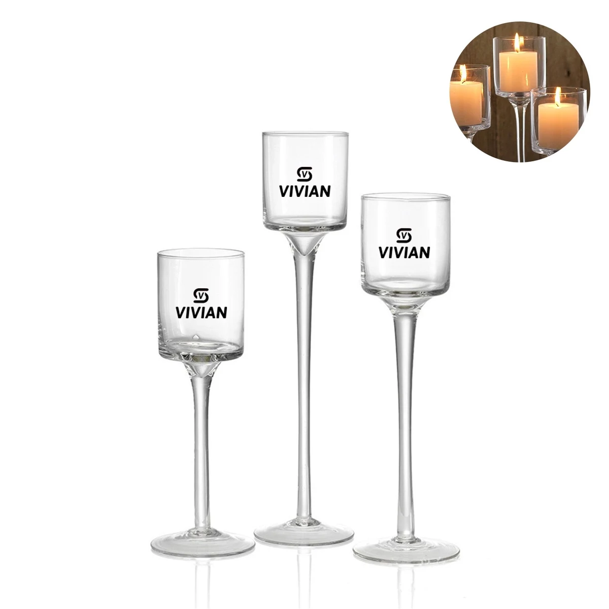 3-Piece Glass Candle Holder Set 1