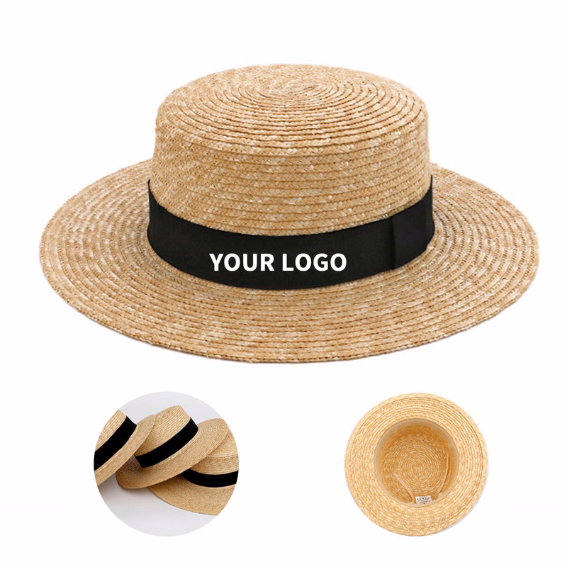Wide Brim Straw Fedora With Ribbon Band