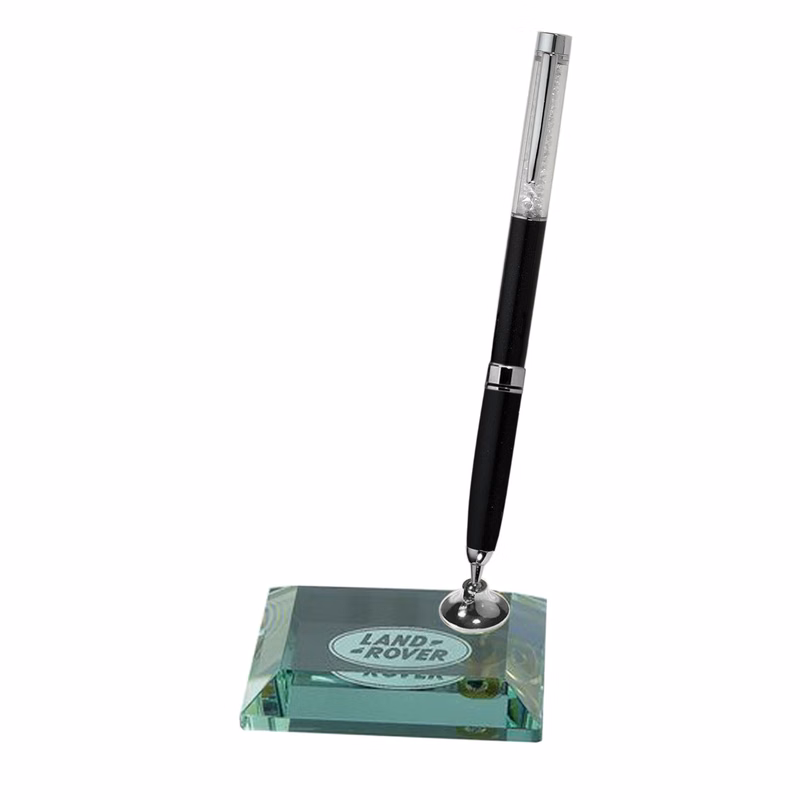 4" Desktop, Award-Jade Glass Pen Set w/ Black pen_D721GA