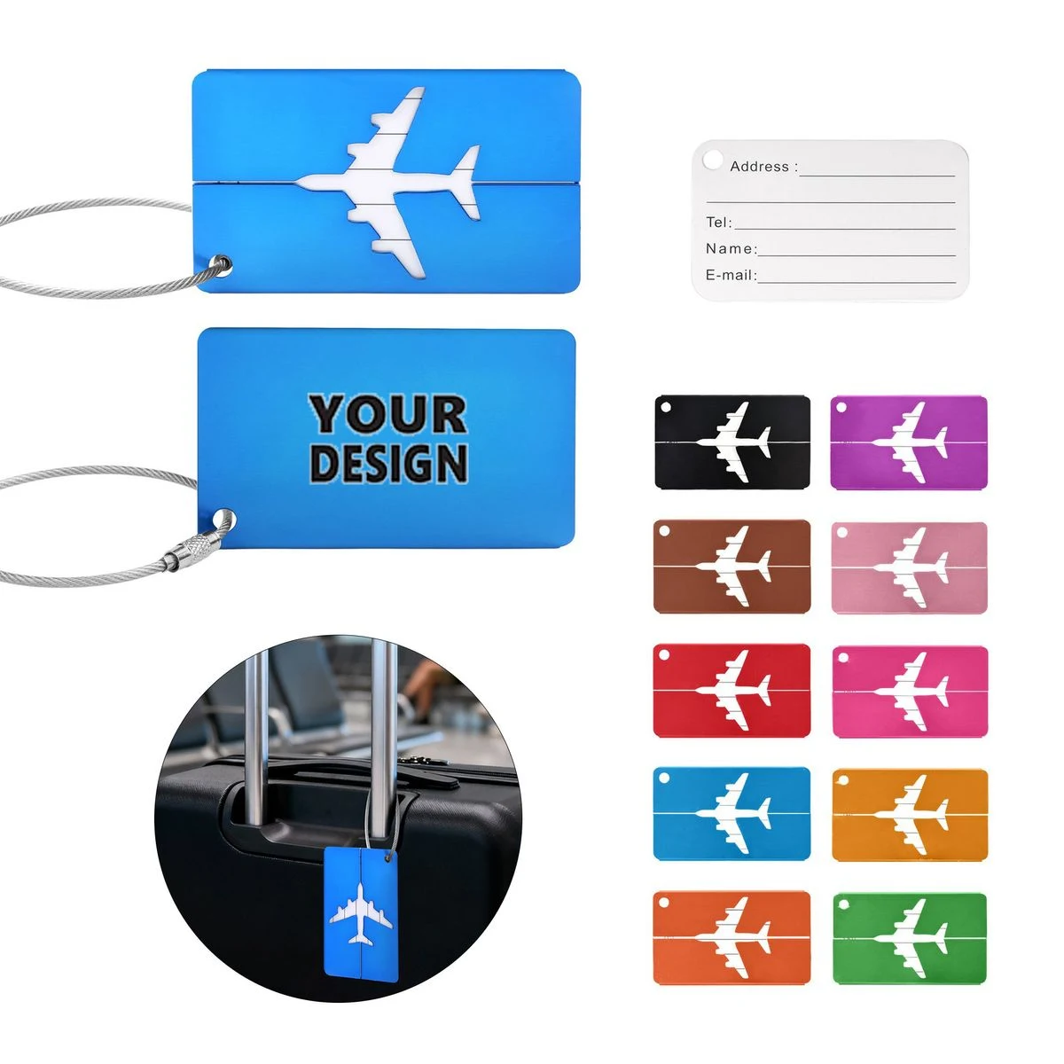 Airplane Aluminum Luggage Tag 1