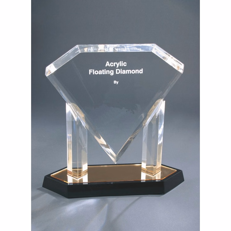 10-3/4" Gold Acrylic Floating Diamond Award