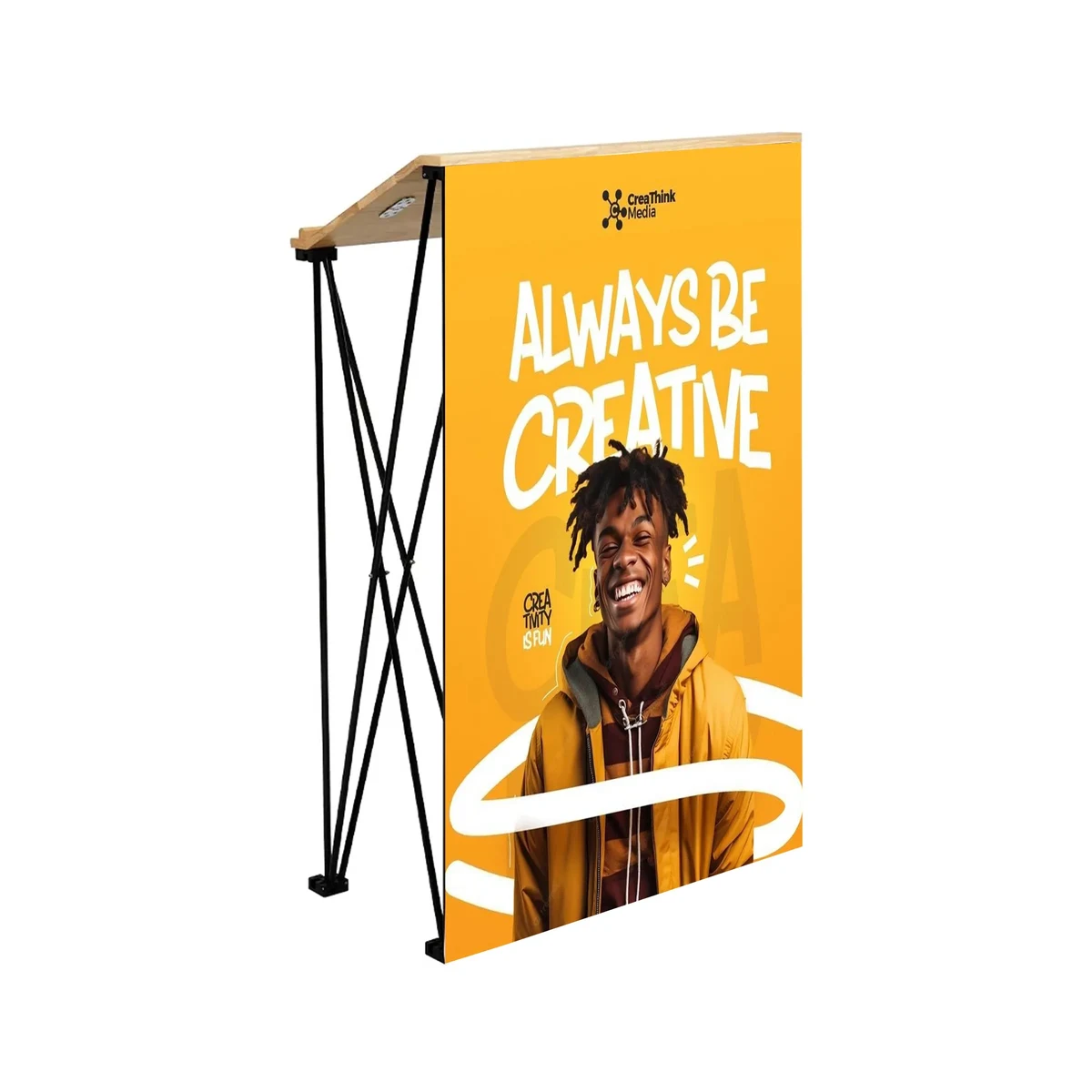Angled Wide Portable Podium Kit - Banner + Hardware 1