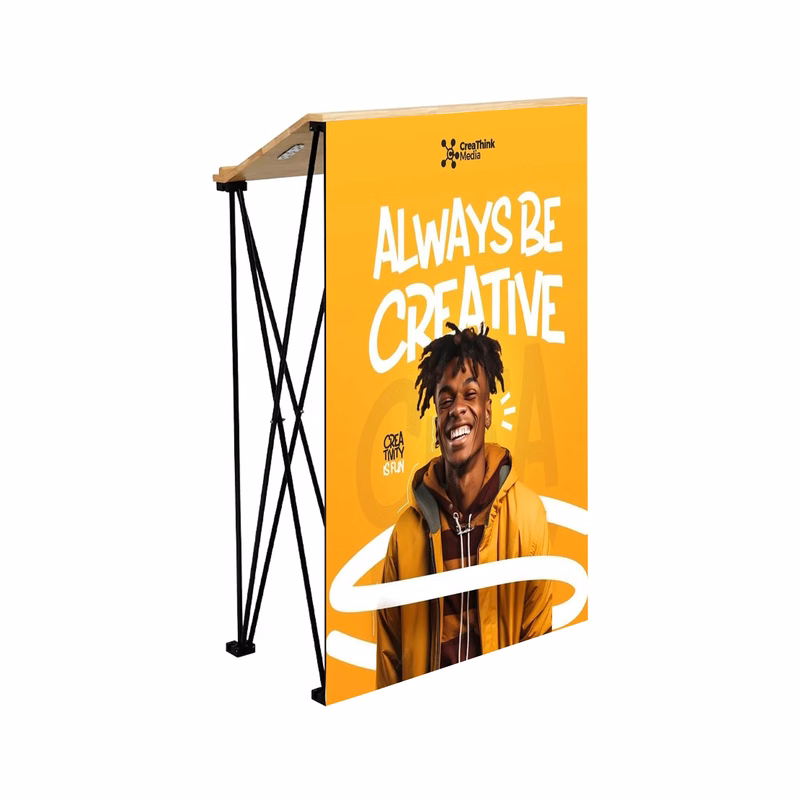 Angled Wide Portable Podium Kit - Banner + Hardware