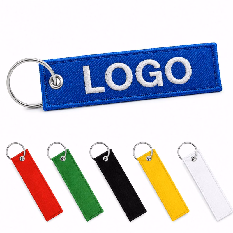 Polyester Webbing Keychain With Woven Label