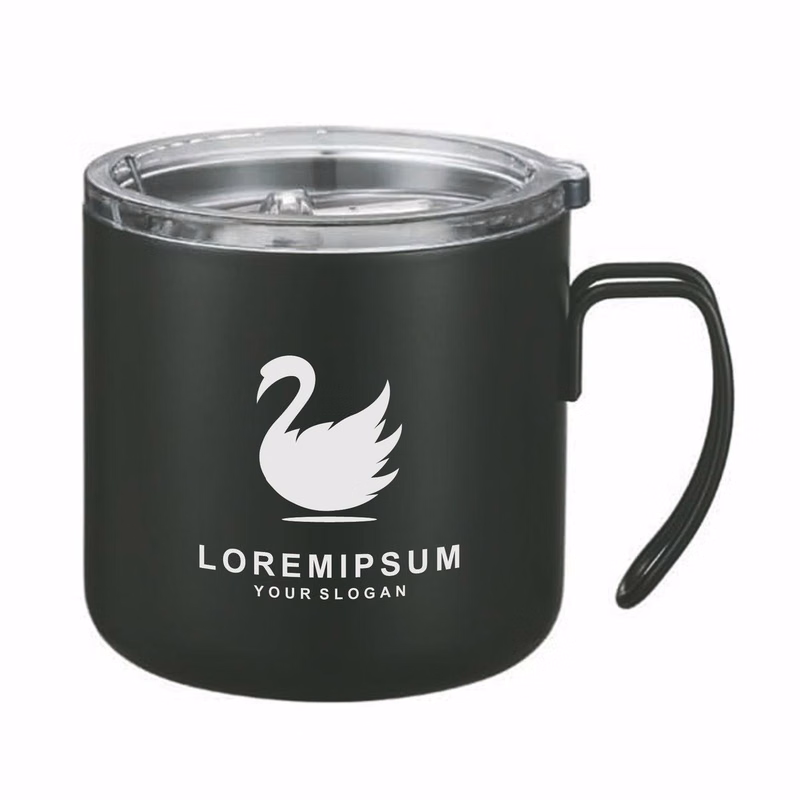 380ml Simple Stainless Steel Mug Double Wall Insulated Coffee Cup with Handle Office Home Drinking C