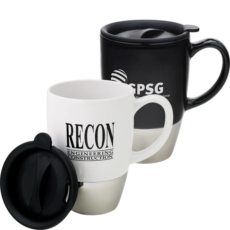 15 Oz. Sagitta Ceramic Mug w/Steel Accent 1