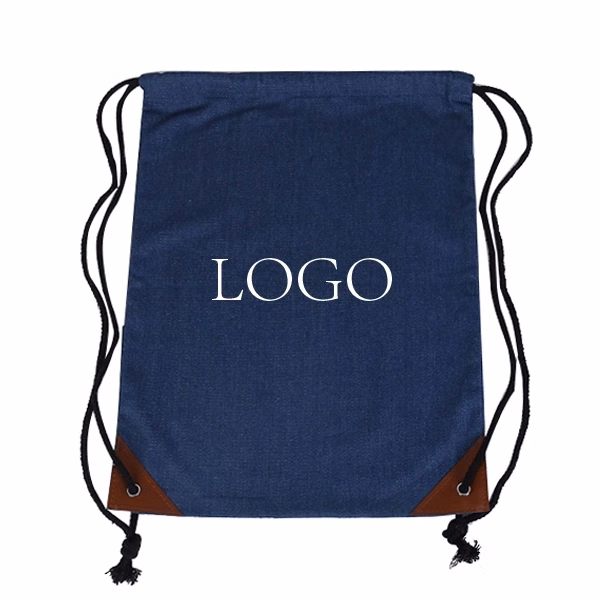 15.75"X13.75" Denim drawstring backpacks