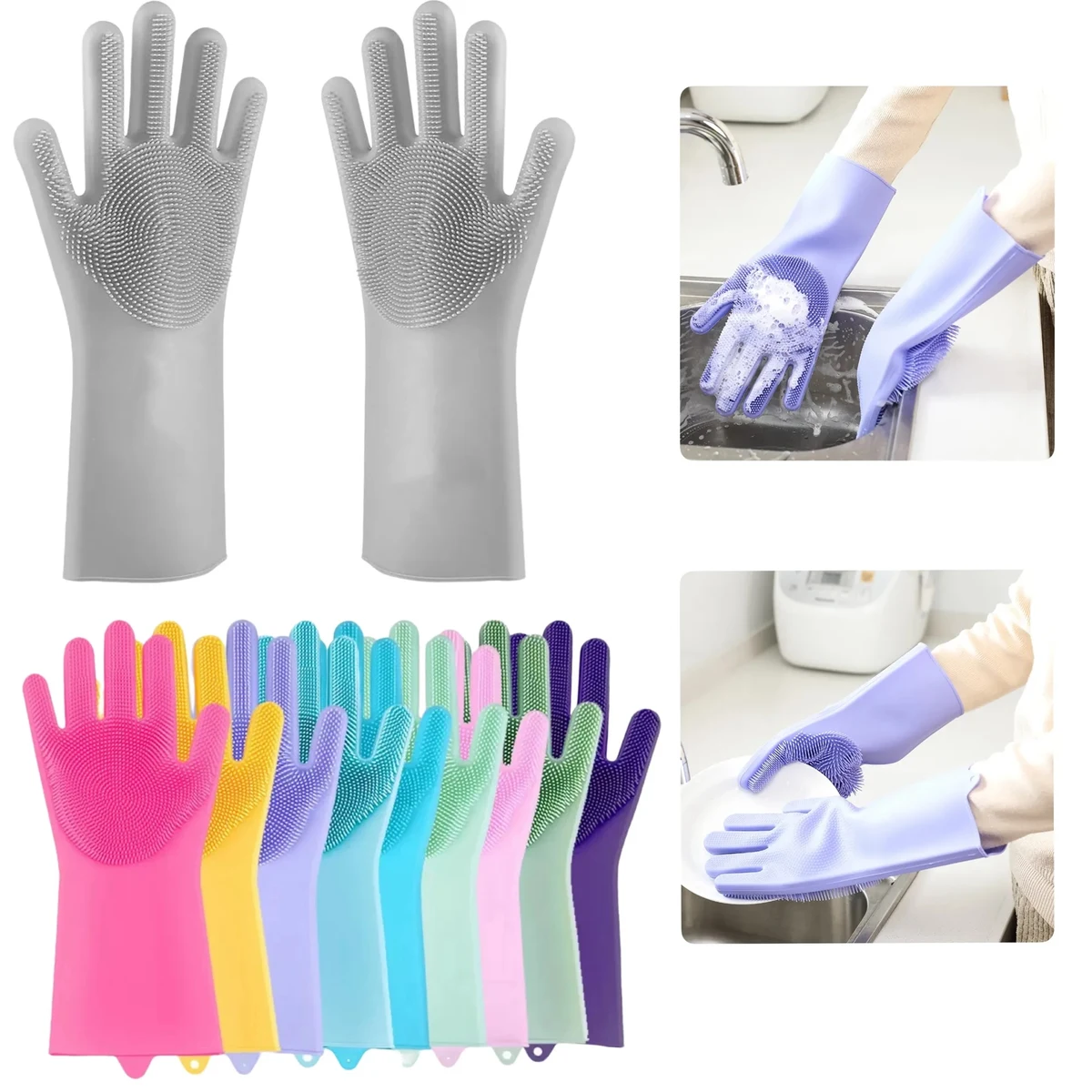 Silicone Cleaning Sponge Gloves 1