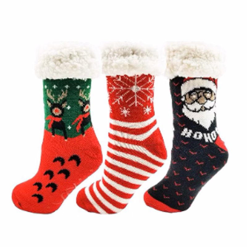 Customizable Embroidered Plush Floor Socks for Home Use