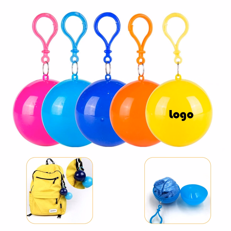 Portable Disposable Ball Raincoat With Key Chain