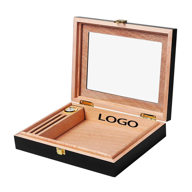 Humidor Clasp Lock Cigar Storage Box w/ Hygrometer and Humidifier 1