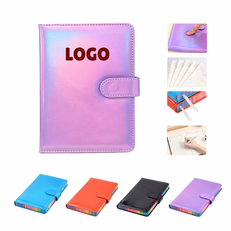 A5 Laser Iridescent Pu Leather Notebook With Rainbow Edge