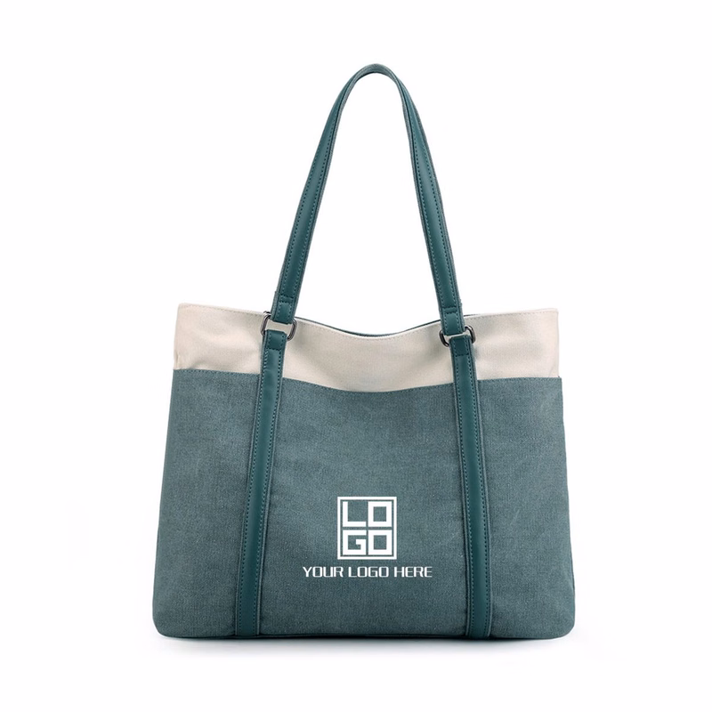Vintage High-end Tote Bag w/ Laptop Compartment Zipper Pockets
