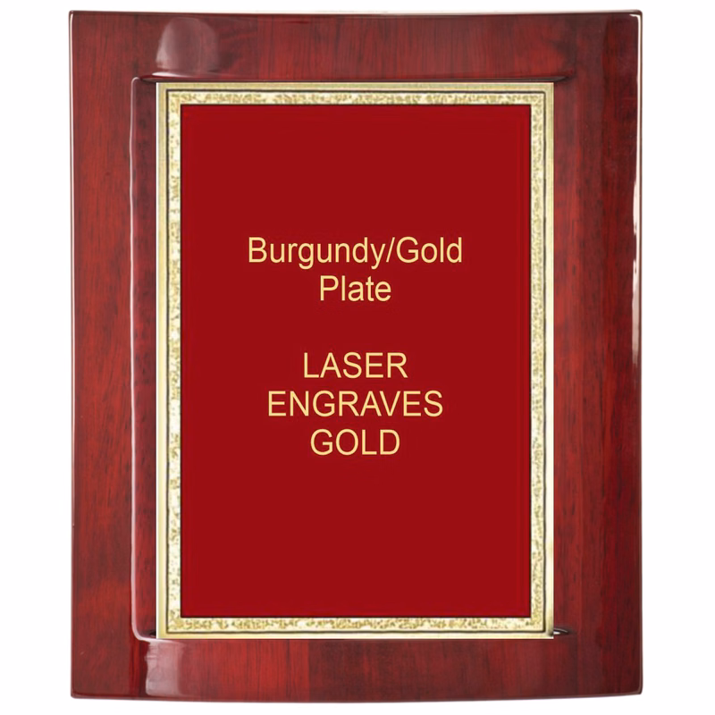 8-1/2" x 10" Rosewood Piano Finish Eclipse Plaque with a Red Florentine Plate