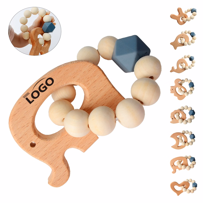 Gray Bead Animal Bracelet for Baby Teething