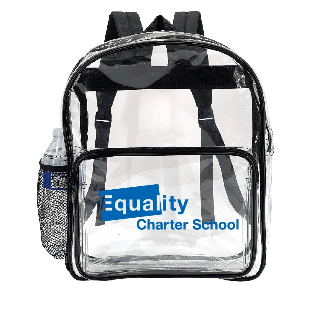 Clear Backpack with One Side Mesh Pocket 1