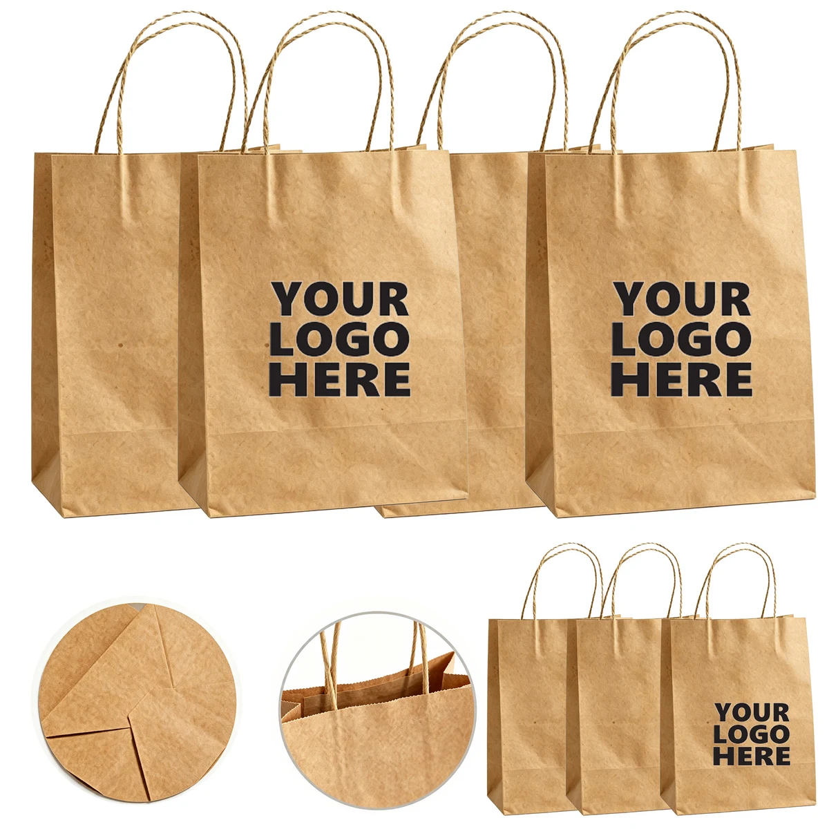 Natural Kraft Paper Handle Bag Bakery Milk Tea Takeout Bags 1