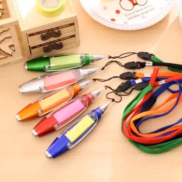 Custom Multi-function Lanyard Sticky Notes LED Light Pen