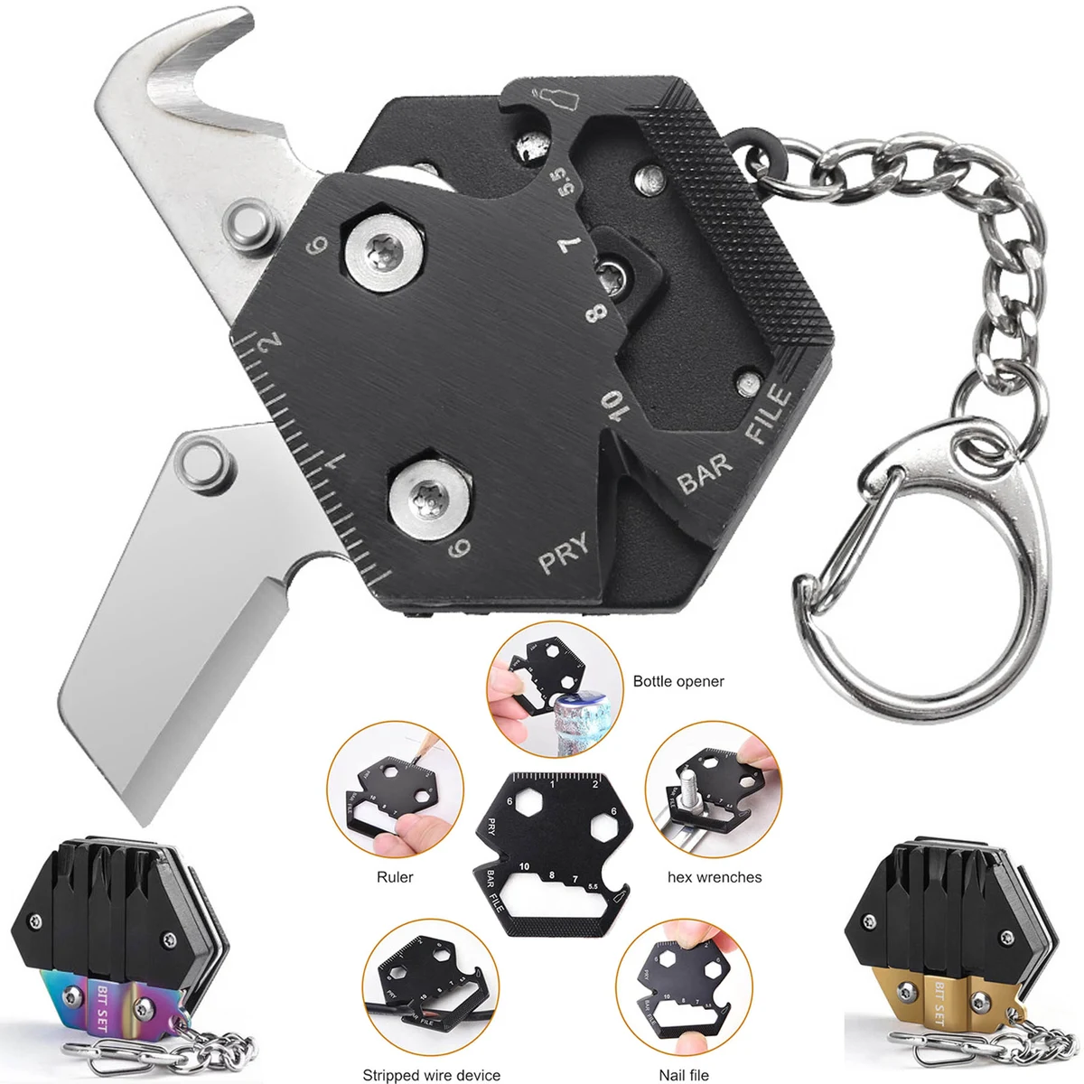 Hexagon Multitool Keychains 1
